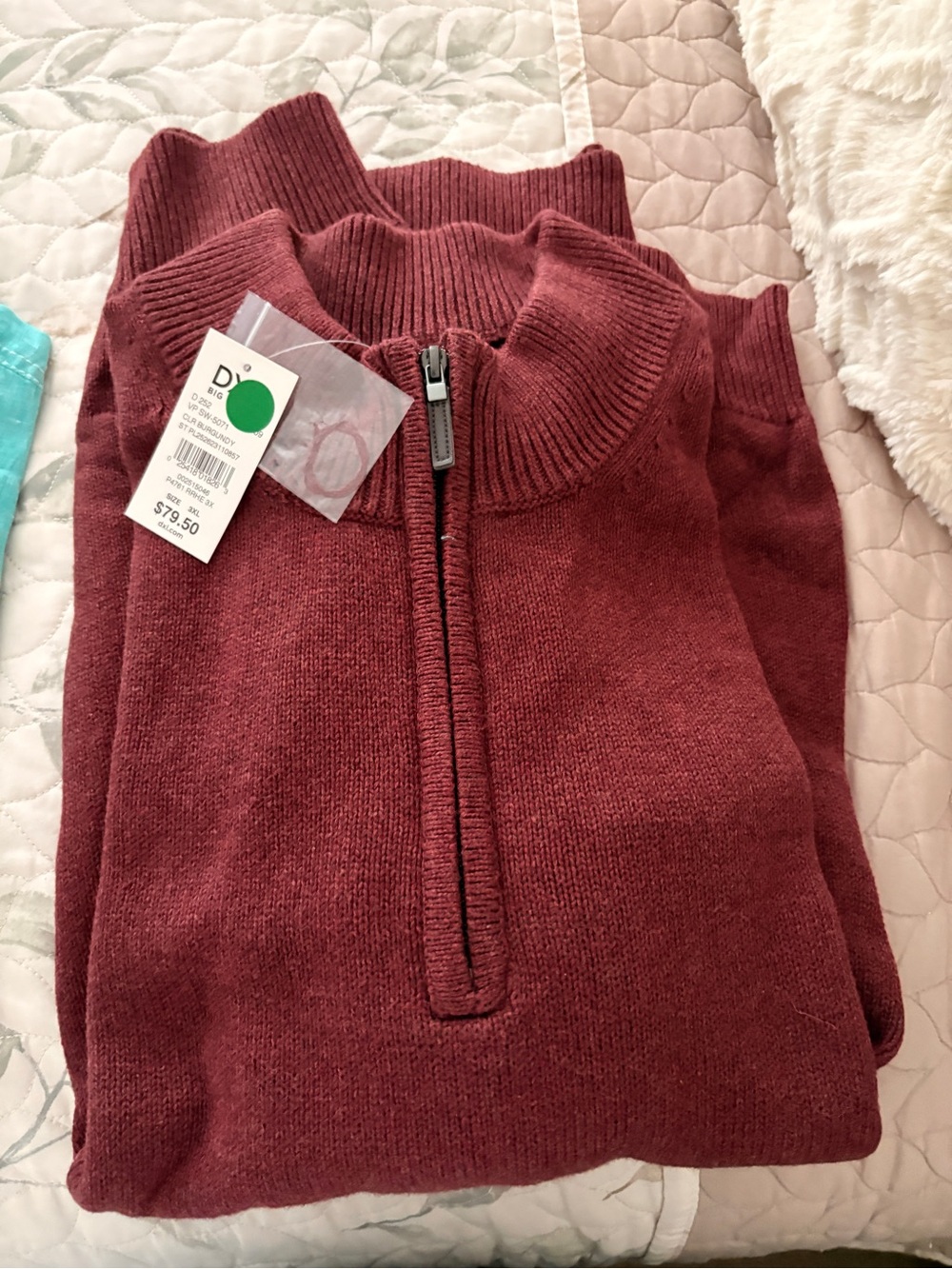 Men's Half-Zip Sweater Pullover - Burgundy